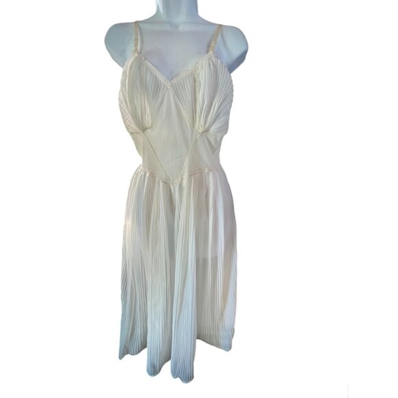 Rogers Other - Rogers Cream Pleated Nightgown Grecian Trim Adjustable Straps Coquette 1950s